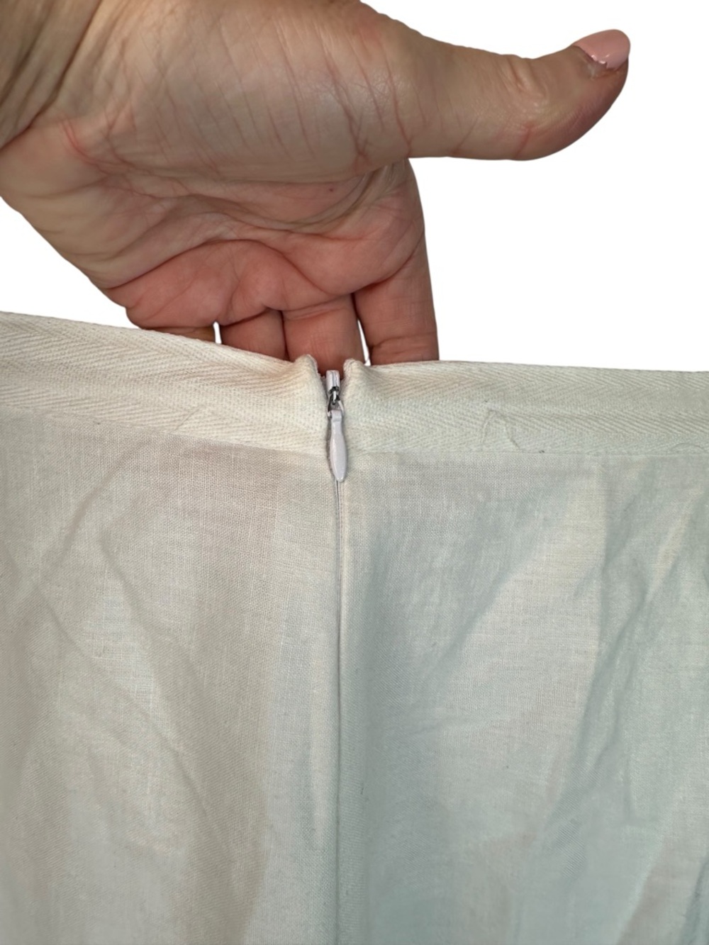 Lucy + Laurel White Linen Lace Trim A Line Skirt Lined Cottagecore 6 - Picture 9 of 15